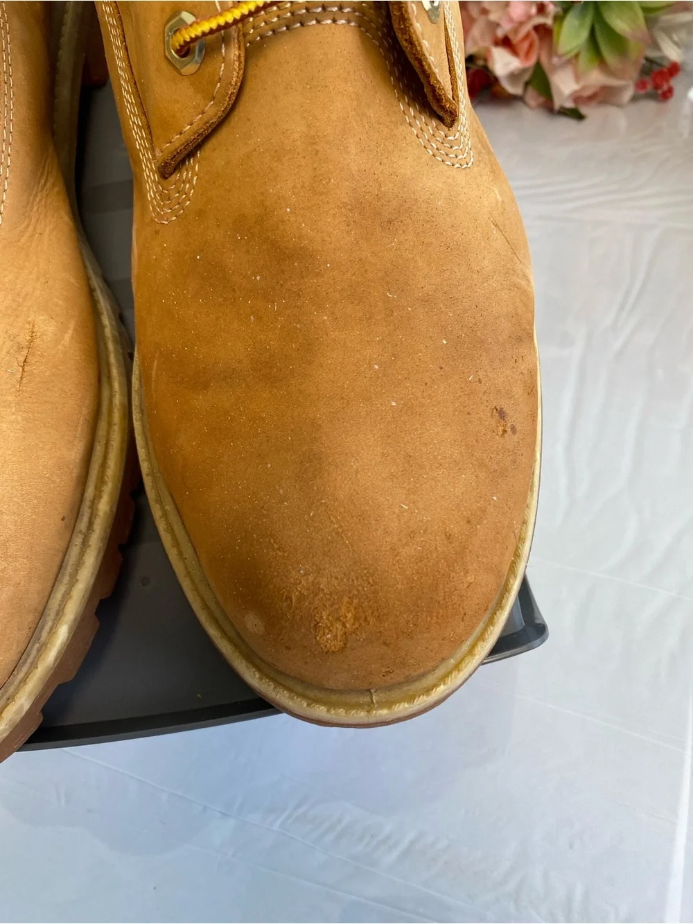 Timberland Premium 6-Inch Waterproof Wheat Nubuck Boots Men’s Size 13 M